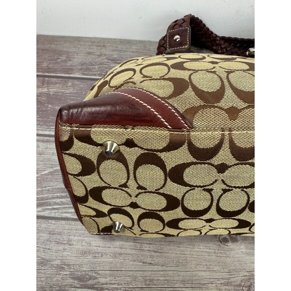 Vintage COACH Signature Jackie 3563 Hobo Shoulder Bag Canvas Leather Burgundy - Picture 16 of 17